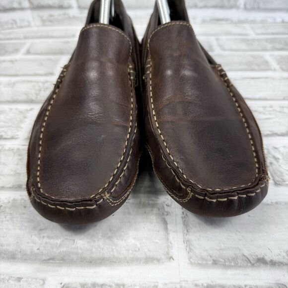 JF J Ferrar Men's Size 11 Brown Leather Slip On Moc Driving Loafer Shoes - Picture 5 of 12